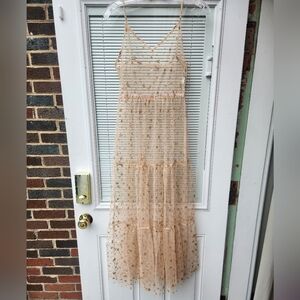 Sheer Gold Glitter Star Dress